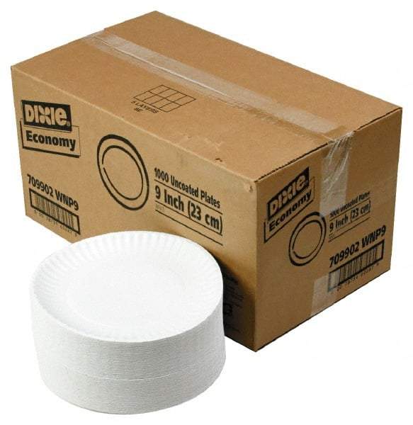 Dixie - Dixie Uncoated Paper Plates, 9" - White - Top Tool & Supply