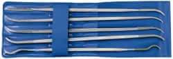 PFERD - 5 Piece Diamond Pattern File Set - 6" Long, Medium Coarseness, Set Includes Crossing Oval, Square, Three Square, Round, Hand Flat - Top Tool & Supply