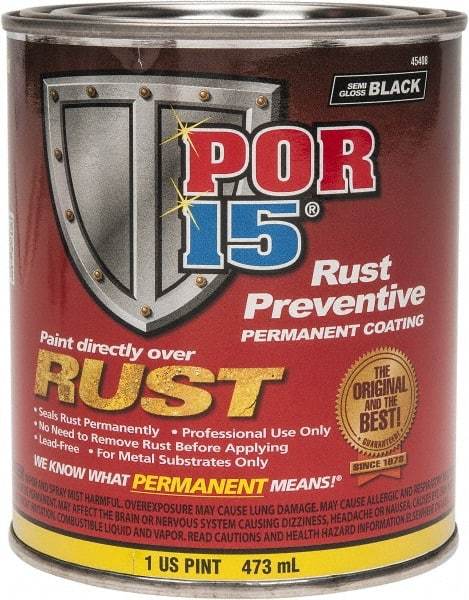 POR-15 - 1 Pint, Semi Gloss Black, Rust Preventative Paint - Comes in Can - Top Tool & Supply