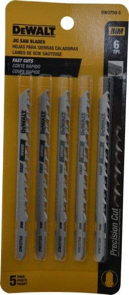 DeWALT - 4" Long, 6 Teeth per Inch, Cobalt Jig Saw Blade - Toothed Edge, 1/4" Wide x 0.035" Thick, T-Shank - Top Tool & Supply