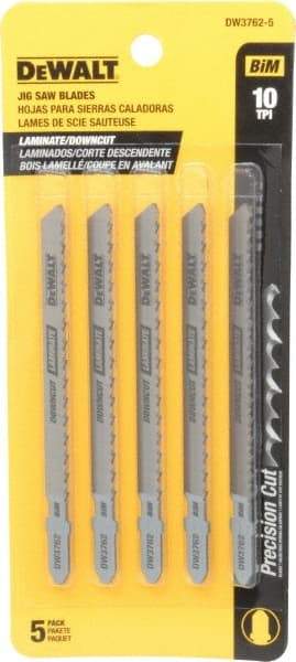 DeWALT - 4" Long, 10 Teeth per Inch, Cobalt Jig Saw Blade - Toothed Edge, 1/4" Wide x 0.06" Thick, T-Shank - Top Tool & Supply