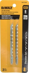 DeWALT - 4" Long, 6 Teeth per Inch, High Carbon Steel Jig Saw Blade - Toothed Edge, 1/4" Wide x 0.06" Thick, T-Shank - Top Tool & Supply