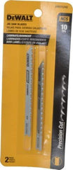 DeWALT - 4" Long, 10 Teeth per Inch, High Carbon Steel Jig Saw Blade - Toothed Edge, 1/4" Wide x 0.06" Thick, U-Shank - Top Tool & Supply
