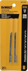 DeWALT - 3" Long, 12 Teeth per Inch, High Carbon Steel Jig Saw Blade - Toothed Edge, 1/4" Wide x 1/16" Thick, U-Shank - Top Tool & Supply