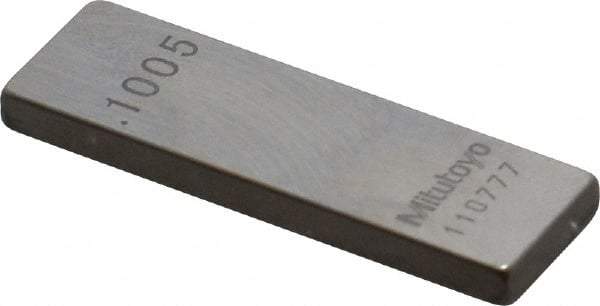 Mitutoyo - 0.1005" Rectangular Steel Gage Block - Accuracy Grade 0, Includes Certificate of Inspection - Top Tool & Supply