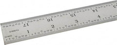 SPI - 18" Long, 1/64, 1/32" and 0.5, 1mm Graduation, Rigid Steel Rule - English/Metric Graduation Style, 1-1/8" Wide, Silver, Satin Chrome Finish - Top Tool & Supply