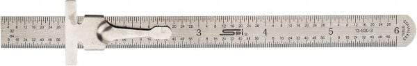 SPI - 6" Long, 1/64, 1/32", Decimal Equivalency Table Graduation, Flexible Stainless Steel Rule - 10R/D Graduation Style, 1/2" Wide, Silver, Brushed Finish - Top Tool & Supply