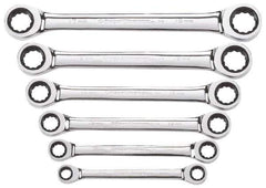 GearWrench - 6 Piece, 8mm x 9mm to 17mm x 19mm, Ratchet Set - Metric Measurement Standard, Chrome Finish, Comes in Display Card - Top Tool & Supply