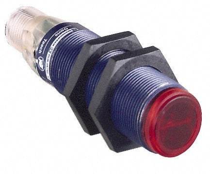 Telemecanique Sensors - 4 Pin M12 Connector, 4m Nominal Distance, Shock and Vibration Resistant, Retroreflective Photoelectric Sensor - 12 to 24 VDC, 500 Hz, PBT, 2.36 Inch Long x 0.71 Inch Wide - Top Tool & Supply