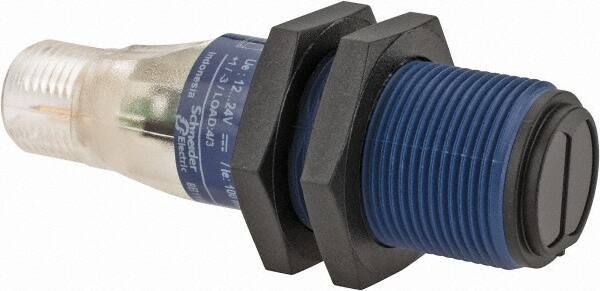 Telemecanique Sensors - 4 Pin M12 Connector, 4m Nominal Distance, Shock and Vibration Resistant, Retroreflective Photoelectric Sensor - 12 to 24 VDC, 500 Hz, PBT, 2.36 Inch Long x 0.71 Inch Wide - Top Tool & Supply