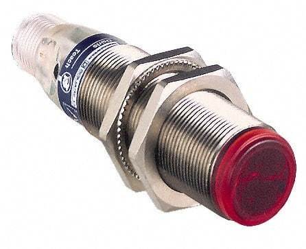 Telemecanique Sensors - 4 Pin M12 Connector, 30m Nominal Distance, Shock and Vibration Resistant, Through Beam Photoelectric Sensor - 12 to 24 VDC, 250 Hz, Brass, 76mm Long x 18mm Wide x 7 Inch High - Top Tool & Supply