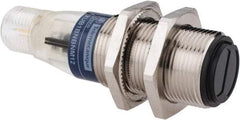 Telemecanique Sensors - 4 Pin M12 Connector, 4m Nominal Distance, Shock and Vibration Resistant, Retroreflective Photoelectric Sensor - 12 to 24 VDC, 500 Hz, Nickel Plated Brass, 2.36 Inch Long x 0.71 Inch Wide - Top Tool & Supply