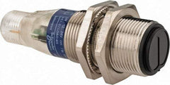 Telemecanique Sensors - 4 Pin M12 Connector, 4 Nominal Distance, Shock and Vibration Resistant, Retroreflective Photoelectric Sensor - 12 to 24 VDC, 500 Hz, Nickel Plated Brass, 2.36 Inch Long x 0.71 Inch Wide - Top Tool & Supply