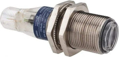 Telemecanique Sensors - 4 Pin M12 Connector, 0.1m Nominal Distance, Shock and Vibration Resistant, Diffused Photoelectric Sensor - 12 to 24 VDC, 500 Hz, Nickel Plated Brass, 2.36 Inch Long x 0.71 Inch Wide - Top Tool & Supply