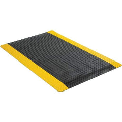 Wearwell - 5' Long x 3' Wide, Dry Environment, Anti-Fatigue Matting - Black with Yellow Borders, Vinyl with Urethane Sponge Base, Beveled on 4 Sides - Top Tool & Supply