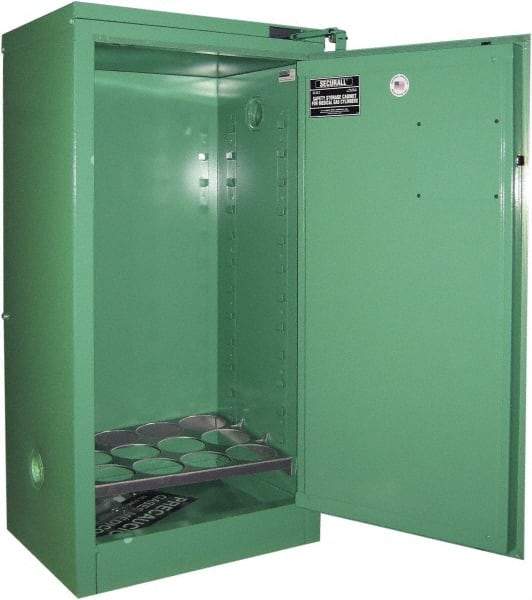 Securall Cabinets - 1 Door, Green Steel Standard Safety Cabinet for Flammable and Combustible Liquids - 46" High x 23" Wide x 18" Deep, Self Closing Door, 3 Point Key Lock, D, E Cylinder Capacity - Top Tool & Supply