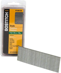 Stanley Bostitch - 18 Gauge 0.05" Shank Diam 1-5/8" Long Brad Nails for Power Nailers - Steel, Bright Finish, Ring Shank, Straight Stick Adhesive Collation, Brad Head, Chisel Point - Top Tool & Supply