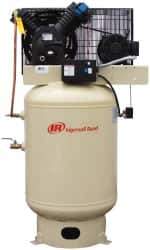 Ingersoll-Rand - 10 hp, 120 Gal Stationary Electric Vertical Air Compressor - Three Phase, 175 Max psi, 35 CFM, 230 Volt - Top Tool & Supply