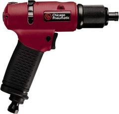 Chicago Pneumatic - 1/4" Bit Holder, 1,700 RPM, Pistol Grip Handle Air Screwdriver - 3/4 to 4.2 Ft/Lb Torque, 1/4" Inlet, 5.25 CFM - Top Tool & Supply