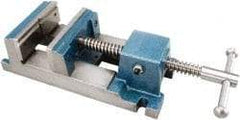 Gibraltar - 6" Jaw Opening Capacity x 2" Throat Depth, Drill Press Vise - 6" Wide Jaw, Stationary Base, Rapid Acting, 16-1/2" OAL x 3" Overall Height, Cast Iron - Top Tool & Supply