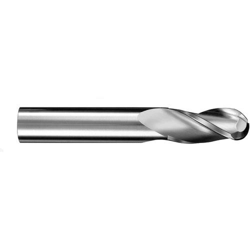 ‎7/64″ Dia. × 1/8″ Shank × 3/8″ DOC × 1-1/2″ OAL, Carbide AlTiN, Spiral , 3 Flute, 30° Helix, Ballnose End Mill - Exact Industrial Supply