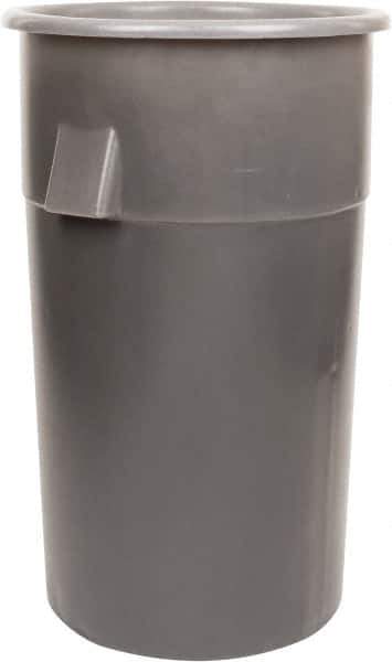 Bayhead Products - 55 Gal Gray Round Trash Can - Polyethylene, 40" High - Top Tool & Supply