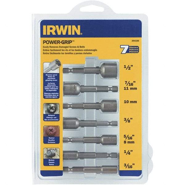 Irwin - 7 Piece Screw & Nut Extractor Set - 1/2 to 3/16 Size Range - Top Tool & Supply