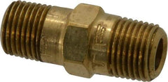 Parker - 1/8 Male Thread, Brass Industrial Pipe Hex Nipple - MNPTF x MBSPT, 1,000 psi - Top Tool & Supply