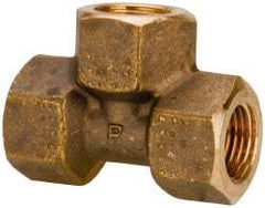 Parker - 1/2 Female Thread, Brass Industrial Pipe Female Tee - FBSPP, 1,000 psi - Top Tool & Supply