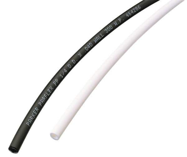 Parker - 1/4" ID x 3/8" OD, 1/16" Wall Thickness, 500' Long, Polypropylene Tube - White, 300 Max psi, 0 to 200°F - Top Tool & Supply