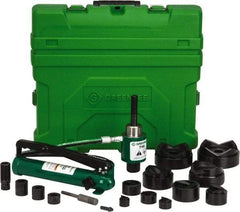 Greenlee - 20 Piece, 4" Punch Hole Diam, Hydraulic Knockout Set - Round Punch, 10 Gage Mild Steel - Top Tool & Supply