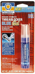 Permatex - 10 Gal Tube, Blue, Medium Strength Gel Threadlocker - Series 240, 24 hr Full Cure Time, Hand Tool Removal - Top Tool & Supply