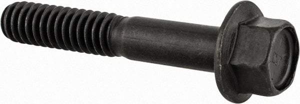 Value Collection - 1/4-20 UNC, 1-1/2" Length Under Head, Hex Drive Flange Bolt - 1-1/2" Thread Length, Grade 8 Alloy Steel, Smooth Flange, Phosphate & Oil Finish - Top Tool & Supply