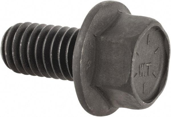 Value Collection - 3/8-16 UNC, 3/4" Length Under Head, Hex Drive Flange Bolt - 3/4" Thread Length, Grade 8 Alloy Steel, Smooth Flange, Phosphate & Oil Finish - Top Tool & Supply