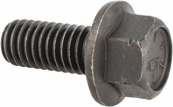 Value Collection - 7/16-14 UNC, 1" Length Under Head, Hex Drive Flange Bolt - 1" Thread Length, Grade 8 Alloy Steel, Smooth Flange, Phosphate & Oil Finish - Top Tool & Supply