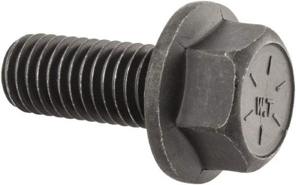 Value Collection - 1/2-13 UNC, 1-1/4" Length Under Head, Hex Drive Flange Bolt - 1-1/4" Thread Length, Grade 8 Alloy Steel, Smooth Flange, Phosphate & Oil Finish - Top Tool & Supply