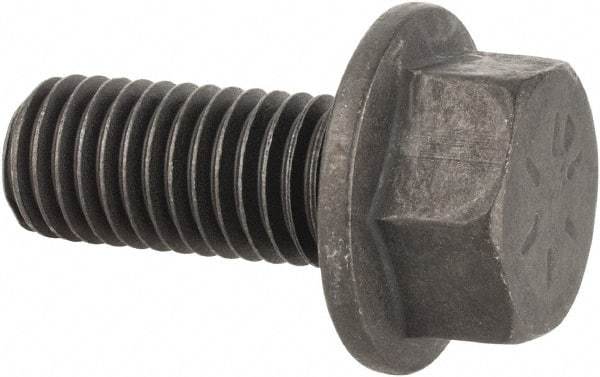 Value Collection - 5/8-11 UNC, 1-1/2" Length Under Head, Hex Drive Flange Bolt - 1-1/2" Thread Length, Grade 8 Alloy Steel, Smooth Flange, Phosphate & Oil Finish - Top Tool & Supply