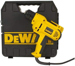 DeWALT - 3/8" Keyless Chuck, 2,500 RPM, Pistol Grip Handle Electric Drill - 8 Amps, Reversible, Includes Kit Box - Top Tool & Supply