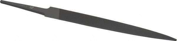 Grobet - 4" Standard Precision Swiss Pattern Half Round File - Double Cut, 15/32" Width Diam x 9/64" Thick, With Tang - Top Tool & Supply