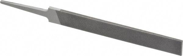 Grobet - 4" Standard Precision Swiss Pattern Hand File - Double Cut, 17/32" Width Diam x 1/8" Thick, With Tang - Top Tool & Supply