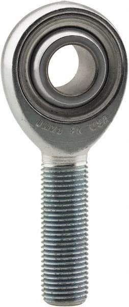 Made in USA - 1" ID, 2.95" Max OD, 107,182 Lb Max Static Cap, Plain Male Spherical Rod End - 1-14 LH, 2-1/2" Shank Length, Alloy Steel with Steel Raceway - Top Tool & Supply