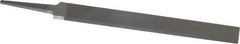 Grobet - 6" Standard Precision Swiss Pattern Hand File - Double Cut, 3/4" Width Diam x 5/32" Thick, With Tang - Top Tool & Supply