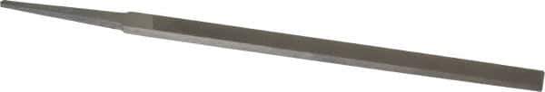 Grobet - 6" Standard Precision Swiss Pattern Narrow Pillar File - Double Cut, 3/8" Width Diam x 5/32" Thick, With Tang - Top Tool & Supply