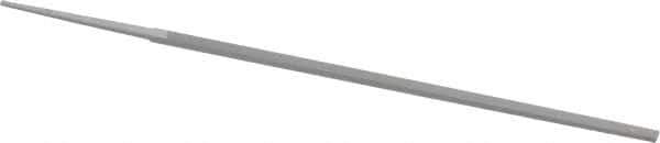 Grobet - 6" Standard Precision Swiss Pattern Narrow Pillar File - Double Cut, 13/64" Width Diam x 1/8" Thick, With Tang - Top Tool & Supply