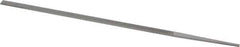 Grobet - 8" Standard Precision Swiss Pattern Narrow Pillar File - Double Cut, 9/32" Width Diam x 9/64" Thick, With Tang - Top Tool & Supply