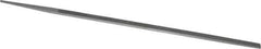 Grobet - 10" Standard Precision Swiss Pattern Narrow Pillar File - Double Cut, 11/32" Width Diam x 11/64" Thick, With Tang - Top Tool & Supply