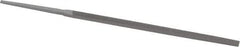 Grobet - 4" Standard Precision Swiss Pattern Narrow Pillar File - Double Cut, 3/16" Width Diam x 3/32" Thick, With Tang - Top Tool & Supply