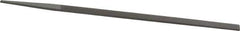 Grobet - 8" Standard Precision Swiss Pattern Narrow Pillar File - Double Cut, 11/32" Width Diam x 11/64" Thick, With Tang - Top Tool & Supply