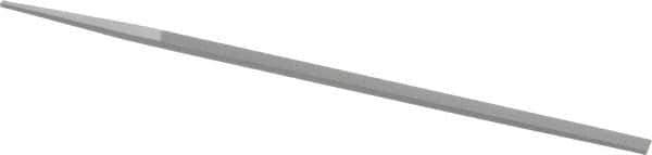 Grobet - 8" Standard Precision Swiss Pattern Narrow Pillar File - Double Cut, 11/32" Width Diam x 11/64" Thick, With Tang - Top Tool & Supply