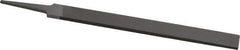 Grobet - 8" Standard Precision Swiss Pattern Hand File - Double Cut, 29/32" Width Diam x 3/16" Thick, With Tang - Top Tool & Supply